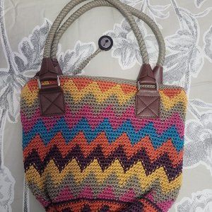 The Sak Multi-Color Crocheted Satchel Like New